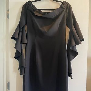 Black Gracia Off Shoulder Ruffle Sleeve Dress(NWT)